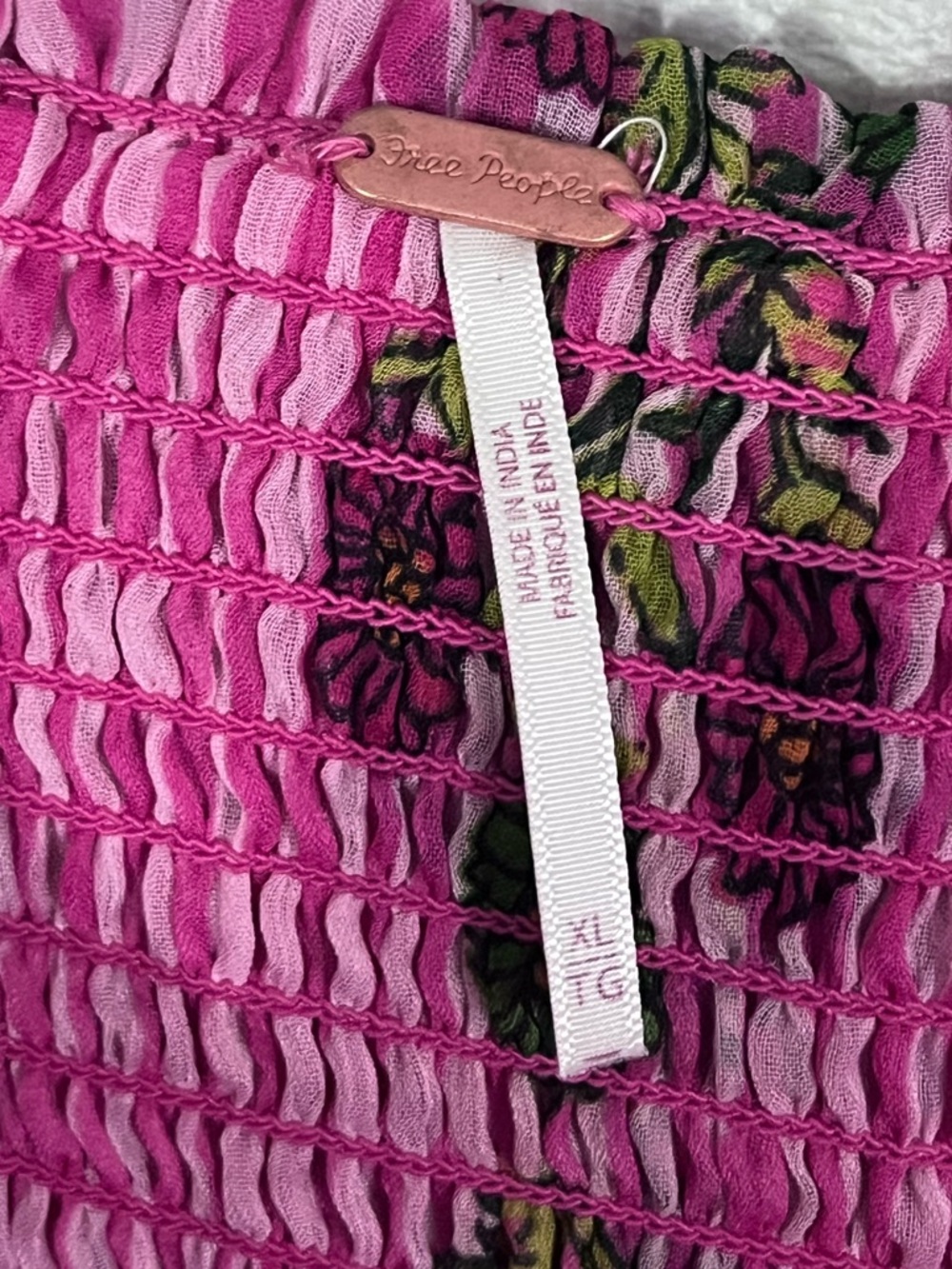 Free People XL Alejandra MIDI Floral Strapless Dress Hot Pink (Missing Straps) - Picture 13 of 14